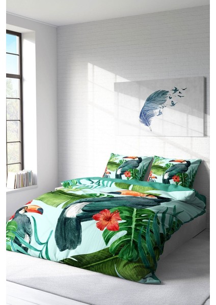 Çift Kişilik Sık Dokuma Pamuk Saten 3D Özel Tasarım Birdie Nevresim Takımı fiyatları