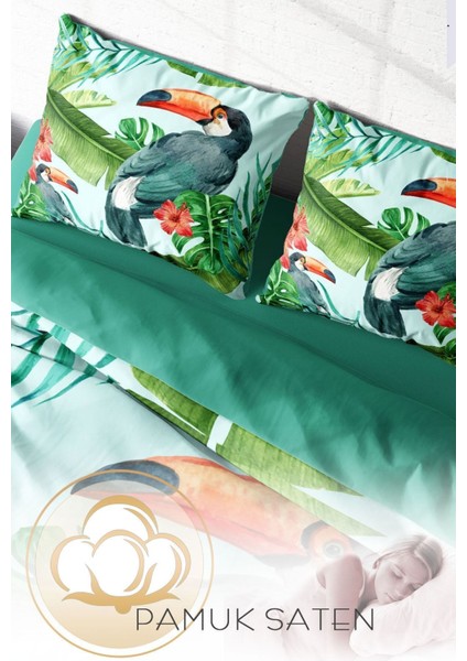 Çift Kişilik Sık Dokuma Pamuk Saten 3D Özel Tasarım Birdie Nevresim Takımı fırsatları