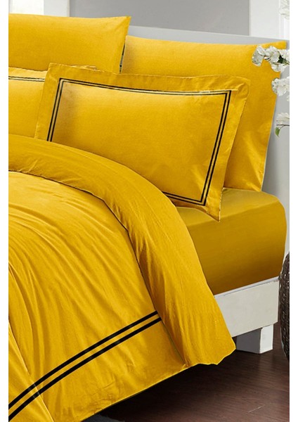 Çift Kişilik Özel Dokuma Luxury Pamuk Saten Sarı Nevresim Takımı modelleri