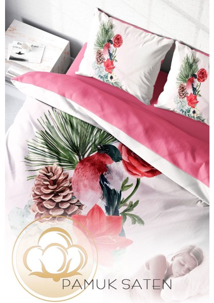 Doğal Pamuk Çift Kişilik 3D Digital Small Birdy Nevresim Takımı fırsatları