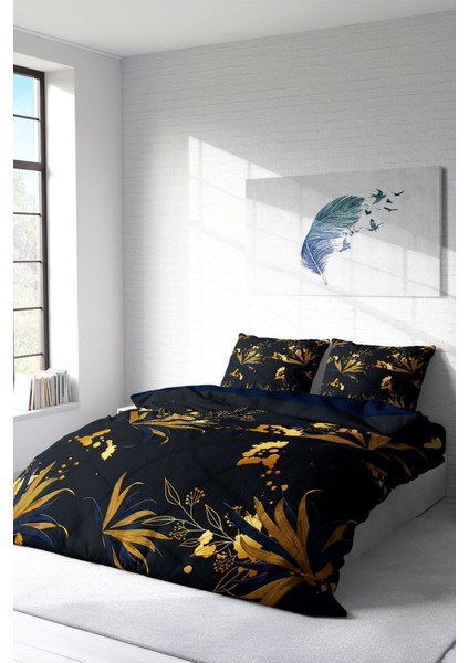 Çift Kişilik Lastikli Çarşaflı Pamuk Saten Gold Leaf Nevresim Takımı fiyatları
