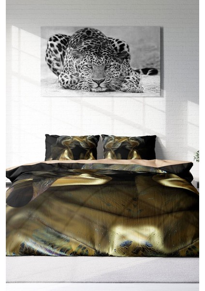 Çift Kişilik Sık Dokuma Pamuk Saten 3D Özel Tasarım Gold Cover Nevresim Takımı modelleri