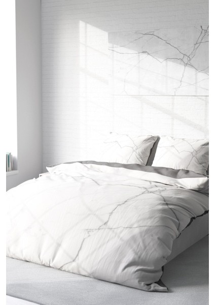 Çift Kişilik Nevresim Seti Sık Dokuma Pamuk Saten 3D Özel Tasarım Lux Marble (Çarşafsızdır) Nevresim Takımı fiyatları