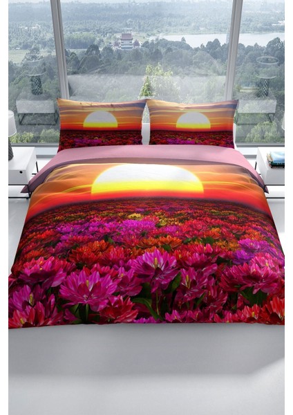 Sunset 3D Pamuk Saten Çift Kişilik Nevresim Seti Nevresim Takımı fiyatları