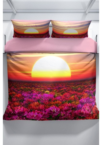 Sunset 3D Pamuk Saten Çift Kişilik Nevresim Seti Nevresim Takımı modelleri
