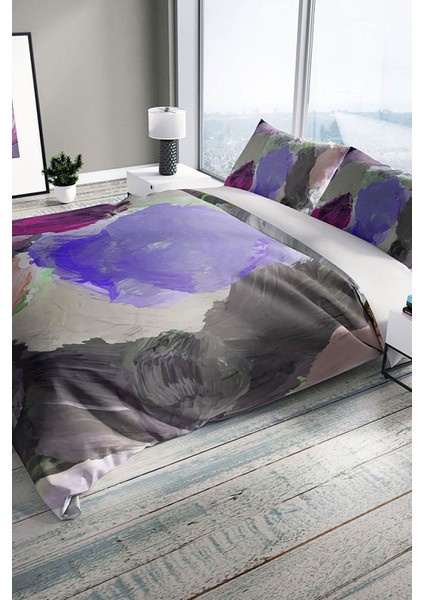 Strokes 3D Pamuk Saten Çift Kişilik Nevresim Seti Nevresim Takımı