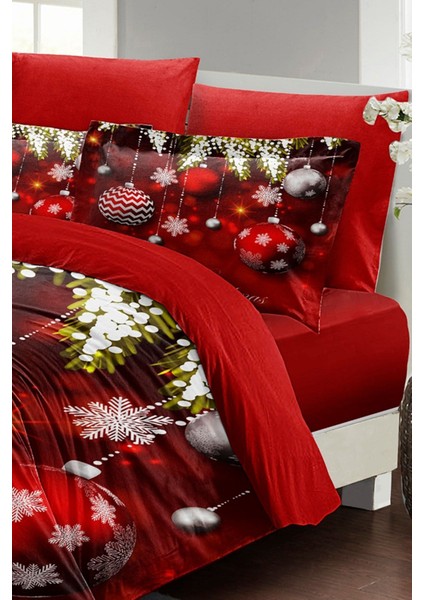 Yılbaşı Nevresim Takım Doğal Pamuk Saten Noel Çift Kişilik Balls Nevresim Takımı fiyatları