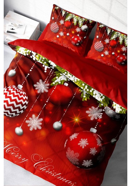 Yılbaşı Nevresim Takım Doğal Pamuk Saten Noel Çift Kişilik Balls Nevresim Takımı fırsatları