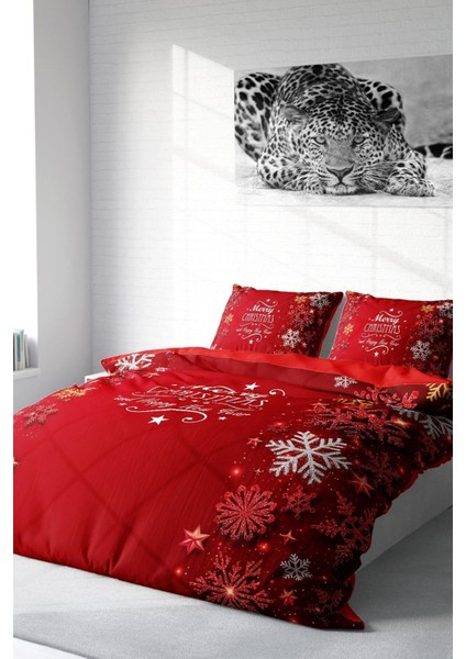 Yılbaşı Nevresim Takım Doğal Pamuk Merry Christmas Çift Kişilik Snowflake Nevresim Takımı fiyatları