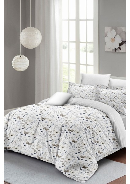 Doğal Pamuk Çift Kişilik 3D Digital Butterfly Flower Nevresim Takımı