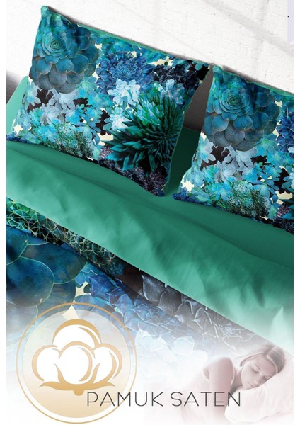 Doğal Pamuk Çift Kişilik 3D Digital Deep Akvaryum Nevresim Takımı fırsatları