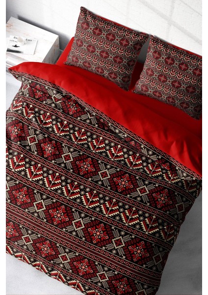 Doğal Pamuk Çift Kişilik 3D Digital Old Design Nevresim Takımı