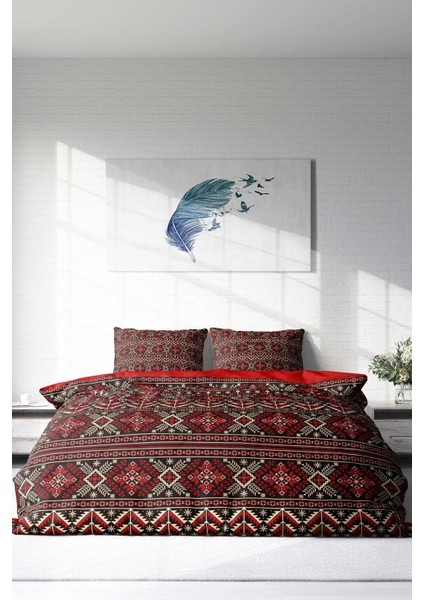 Doğal Pamuk Çift Kişilik 3D Digital Old Design Nevresim Takımı modelleri