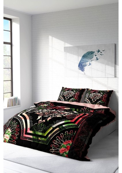 Doğal Pamuk Çift Kişilik 3D Digital Roses Pattern Nevresim Takımı fiyatları