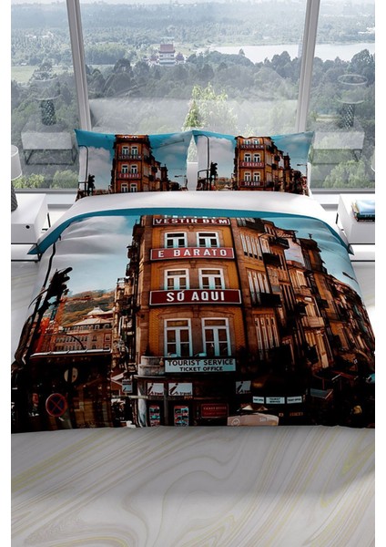 Apartman 3D Pamuk Saten Çift Kişilik Nevresim Seti Nevresim Takımı fiyatları