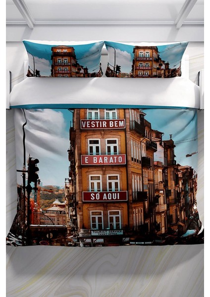 Apartman 3D Pamuk Saten Çift Kişilik Nevresim Seti Nevresim Takımı modelleri