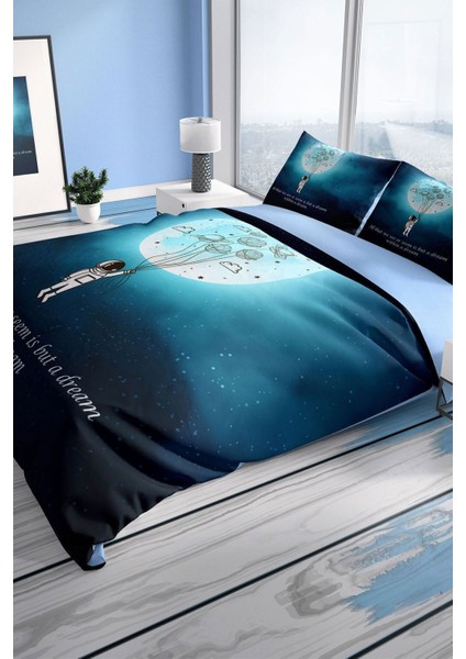 Gece Mottom 3D Pamuk Saten Çift Kişilik Nevresim Seti Nevresim Takımı