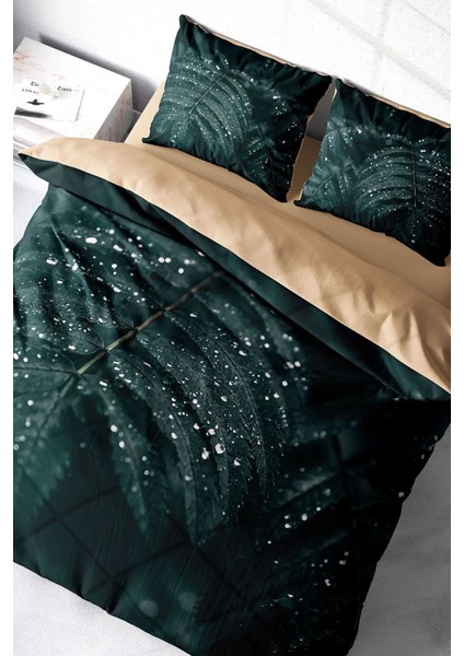 Doğal Pamuk Çift Kişilik 3D Digital Drop Leave Nevresim Takımı