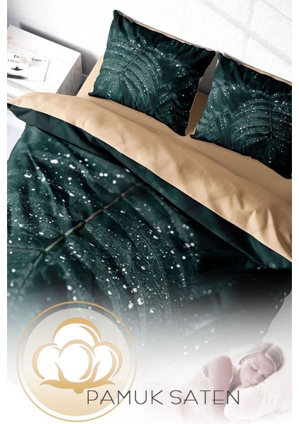 Doğal Pamuk Çift Kişilik 3D Digital Drop Leave Nevresim Takımı fırsatları