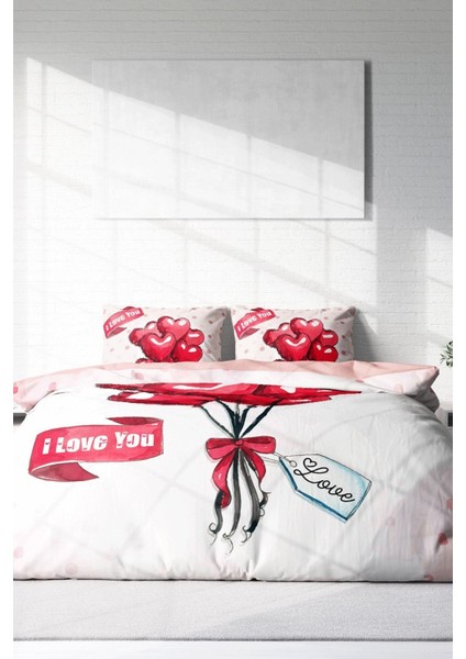 Çift Kişilik Sık Dokuma Pamuk Saten 3D Özel Tasarım Sevgililer Günü Nevresim Takımı fiyatları