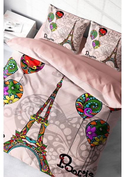 Doğal Pamuk Çift Kişilik 3D Digital Soft Paris Nevresim Takımı