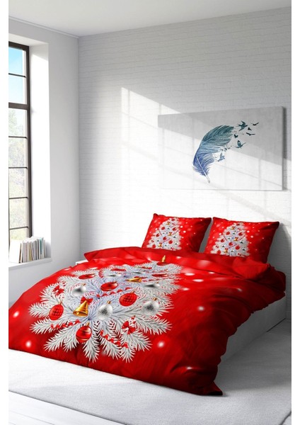 Doğal Pamuk Çift Kişilik 3D Digital Ny Pine Nevresim Takımı