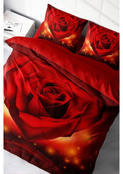 Doğal Pamuk Çift Kişilik 3D Digital Sevgililer Günü Vıı Nevresim Takımı