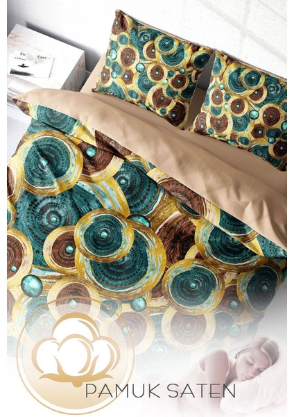 Çift Kişilik Sık Dokuma Pamuk Saten 3D Özel Tasarım Vintage Design Nevresim Takımı fırsatları