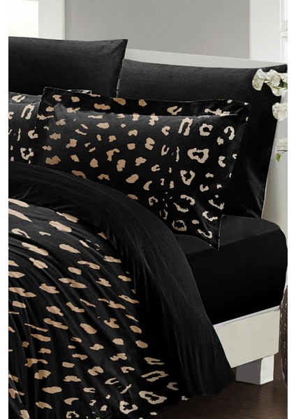Lastikli Çarşaflı Pamuk Saten Çift Kişilik Animal Print Nevresim Takımı modelleri
