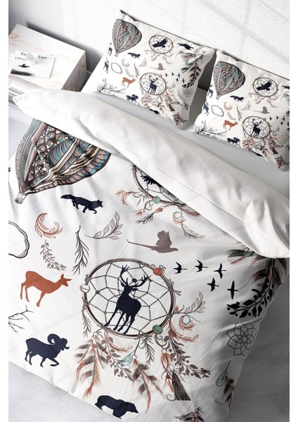 Çift Kişilik Sık Dokuma Pamuk Saten 3D Özel Tasarım Calmness Naturel Nevresim Takımı