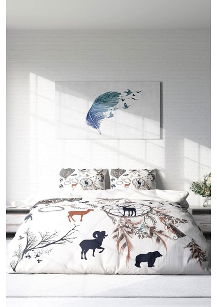 Çift Kişilik Sık Dokuma Pamuk Saten 3D Özel Tasarım Calmness Naturel Nevresim Takımı modelleri