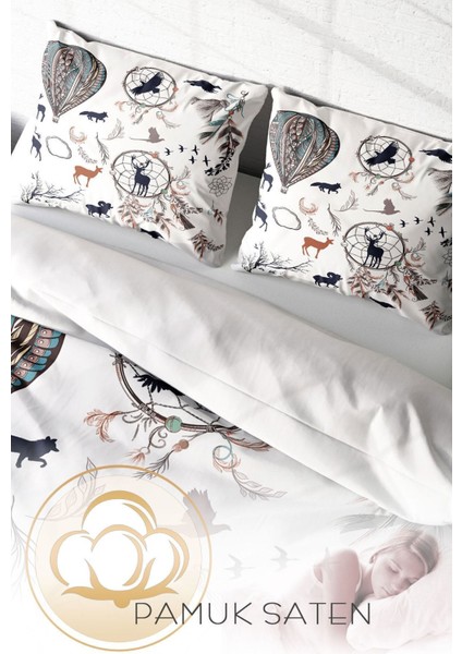 Çift Kişilik Sık Dokuma Pamuk Saten 3D Özel Tasarım Calmness Naturel Nevresim Takımı fırsatları