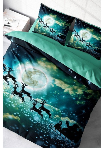 Çift Kişilik Sık Dokuma Pamuk Saten 3D Özel Tasarım Ny Deer Nevresim Takımı