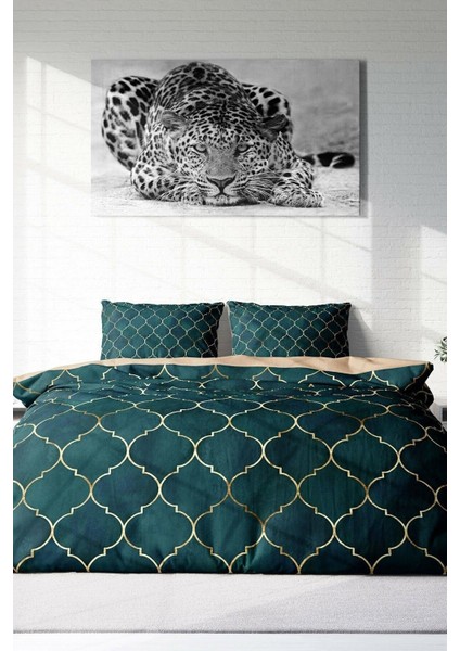 Çift Kişilik Sık Dokuma Pamuk Saten 3D Özel Tasarım Gold Line Moraccan Nevresim Takımı modelleri