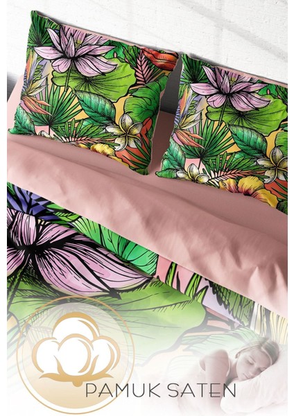 Çift Kişilik Sık Dokuma Pamuk Saten 3D Özel Tasarım Renkli Orman Nevresim Takımı fırsatları