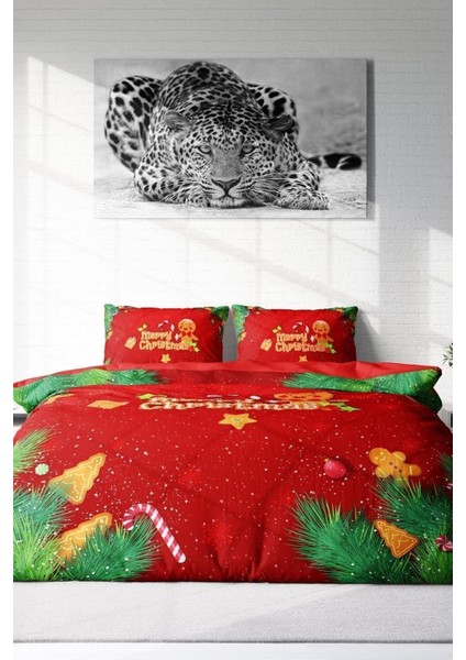 Yılbaşı Çift Kişilik Nevresim Lastikli Çarşaflı Pamuk Saten Cookie Nevresim Takımı fiyatları