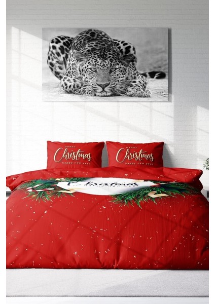 Yılbaşı (Lastikli Çarşaflı) Çift Kişilik Pamuk Saten Christmas Nevresim Takımı modelleri