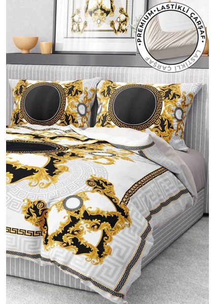 Pamuk Saten Lastikli Çarşaf Deluxe Koleksiyon Çift Kişilik 3D Brand Nevresim Takımı