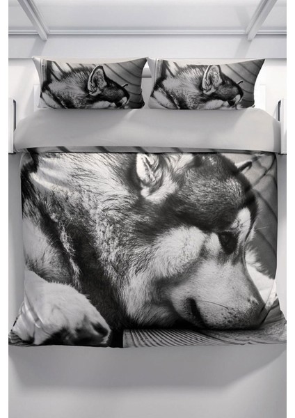 Wolfie 3D Pamuk Saten Çift Kişilik Nevresim Seti Nevresim Takımı modelleri