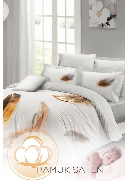 Çift Kişilik Sık Dokuma Pamuk Saten 3D Özel Tasarım Lucky Feather Nevresim Takımı modelleri