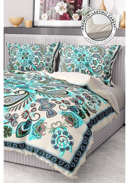 Pamuk Saten Lastikli Çarşaf Deluxe Çift Kişilik 3D Blue Nevresim Takımı fiyatları