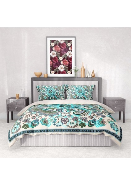 Pamuk Saten Lastikli Çarşaf Deluxe Çift Kişilik 3D Blue Nevresim Takımı indirimleri