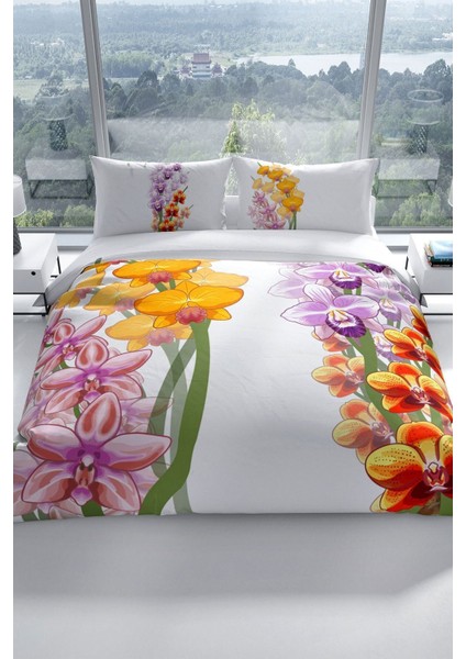 Orchid 3D Pamuk Saten Çift Kişilik Nevresim Takımı fiyatları
