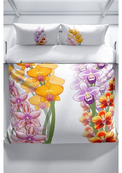 Orchid 3D Pamuk Saten Çift Kişilik Nevresim Takımı modelleri