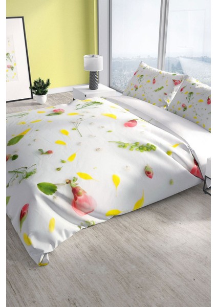 Garden 3D Pamuk Saten Çift Kişilik Nevresim Seti Nevresim Takımı