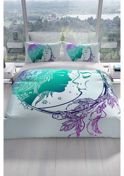 Doğal Pamuk Çift Kişilik 3D Digitalperlasera Moon Nevresim Takımı fiyatları