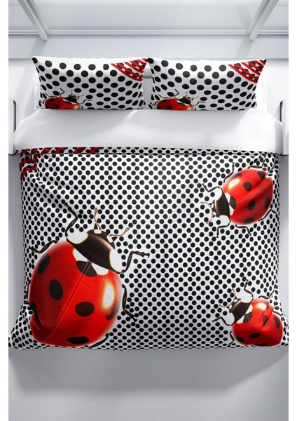 Ladybug 3D Pamuk Saten Çift Kişilik Nevresim Takımı modelleri