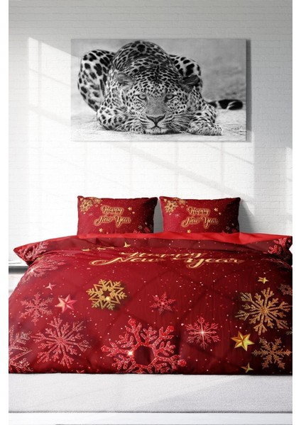 Yılbaşı Nevresim Takım Doğal Pamuk Merry Christmas Çift Kişilik Crystal Nevresim Takımı modelleri