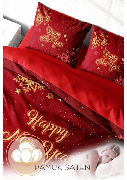 Yılbaşı Nevresim Takım Doğal Pamuk Merry Christmas Çift Kişilik Crystal Nevresim Takımı fırsatları