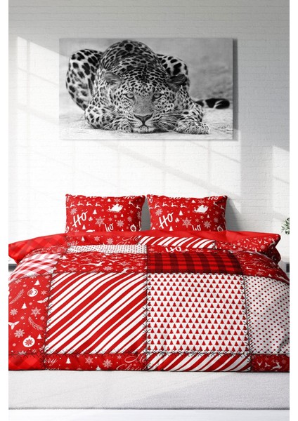 Yılbaşı Nevresim Takım Doğal Pamuk Merry Christmas Çift Kişilik Ekose Nevresim Takımı modelleri